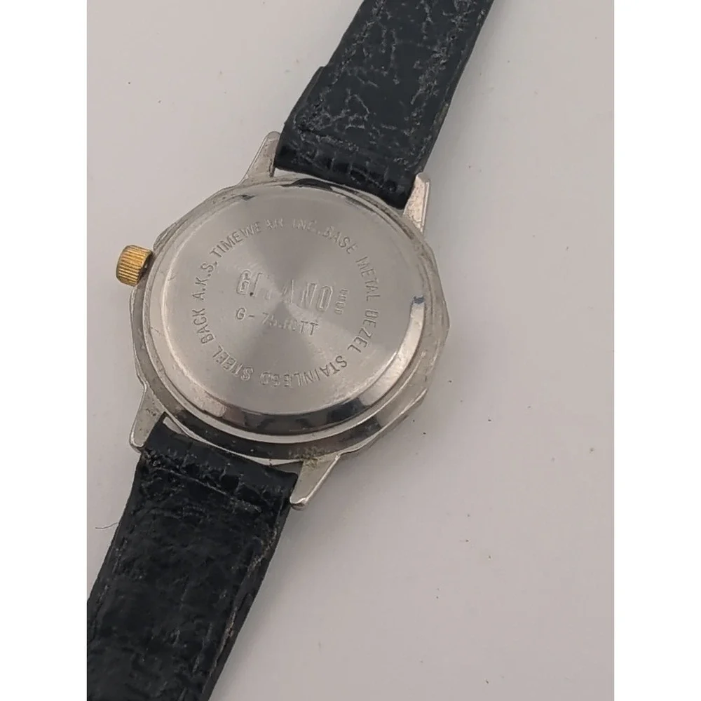 Vintage Gitano Women's Watch 26mm Case Black Leather Band- New Battery
